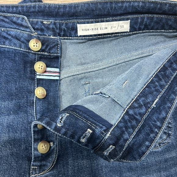 Pilcro And Letterpress Anthropologie Button Fly Jeans SZ 32 High Rise Slim Crop - Picture 3 of 4
